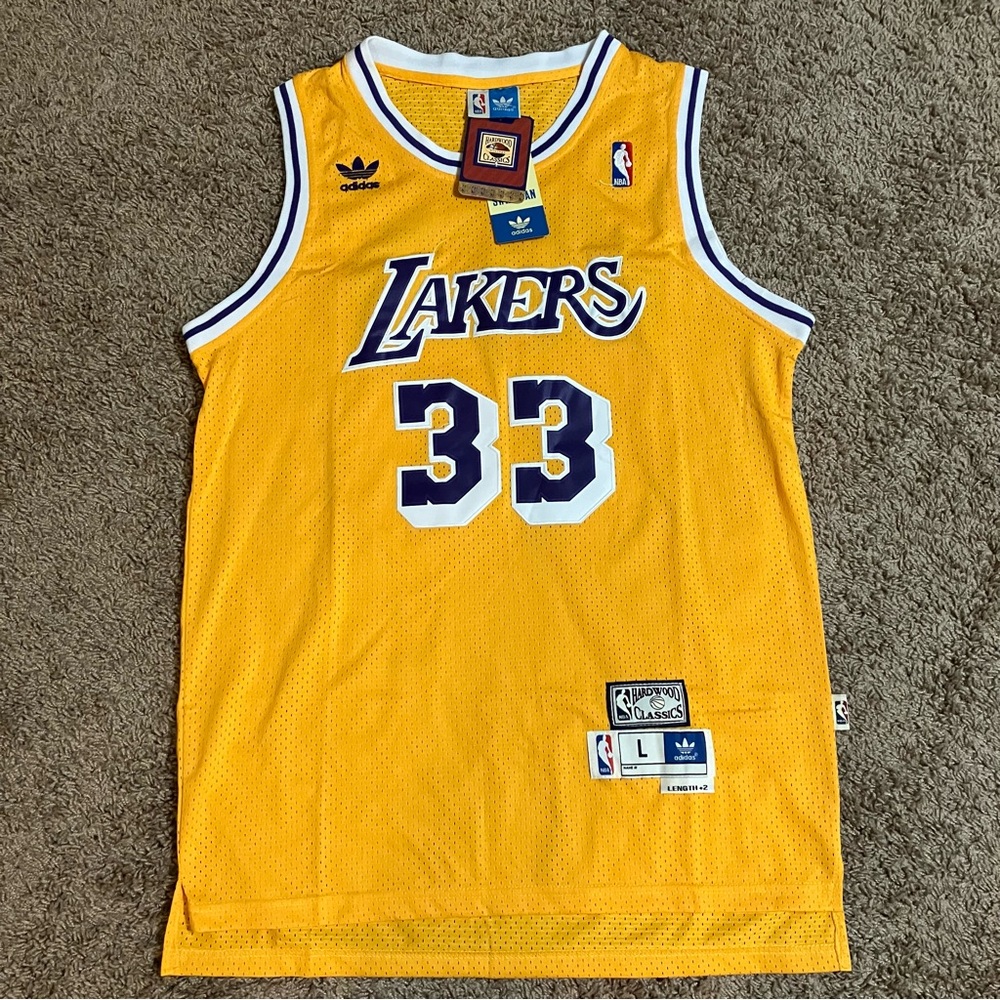 Kareem Abdul-Jabbar Los Angeles Lakers Sewn Adidas Hardwood Classics Jersey LRG